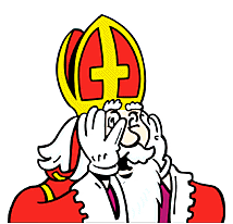 Animatie van Sinterklaas: Sinterklaas houdt zijn handen voor zijn gezicht en praat