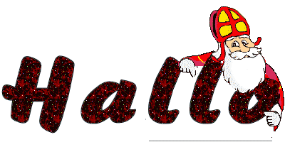 Animatie van Sinterklaas met tekst: Sinterklaas zegt Hallo