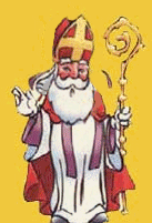 Nostalgische animatie van Sinterklaas: Sinterklaas zwaait met zijn hand