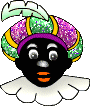 Animatie van Zwarte Piet: Zwarte Piet met glitterende baret